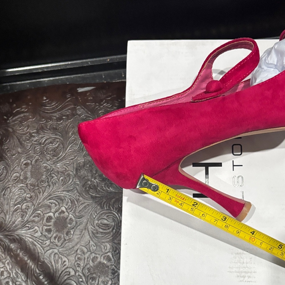 NIB H by Halston Women's Fuschia Pink Vegan Suede Heels - Picture 5 of 8